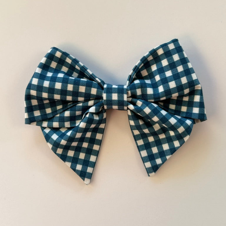 Joy Bow – Large, Navy Gingham