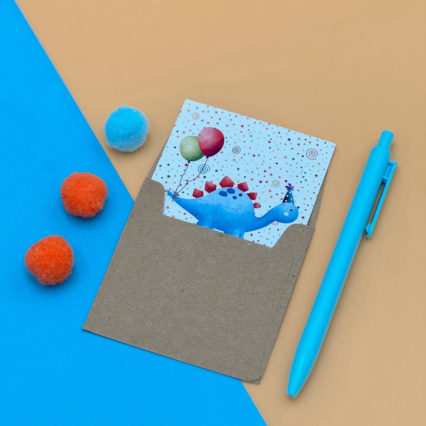 Dino Party Wishes Cards (Set of 3 Dino-Themed Cards)