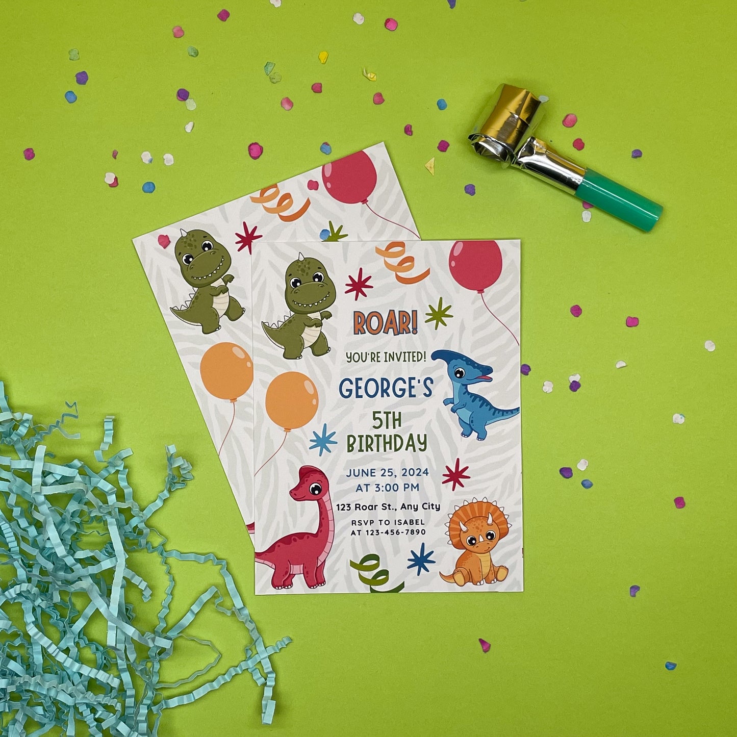 Dino-rific Kids Birthday Party Gift Tags (Set of 12 Dino Tags)