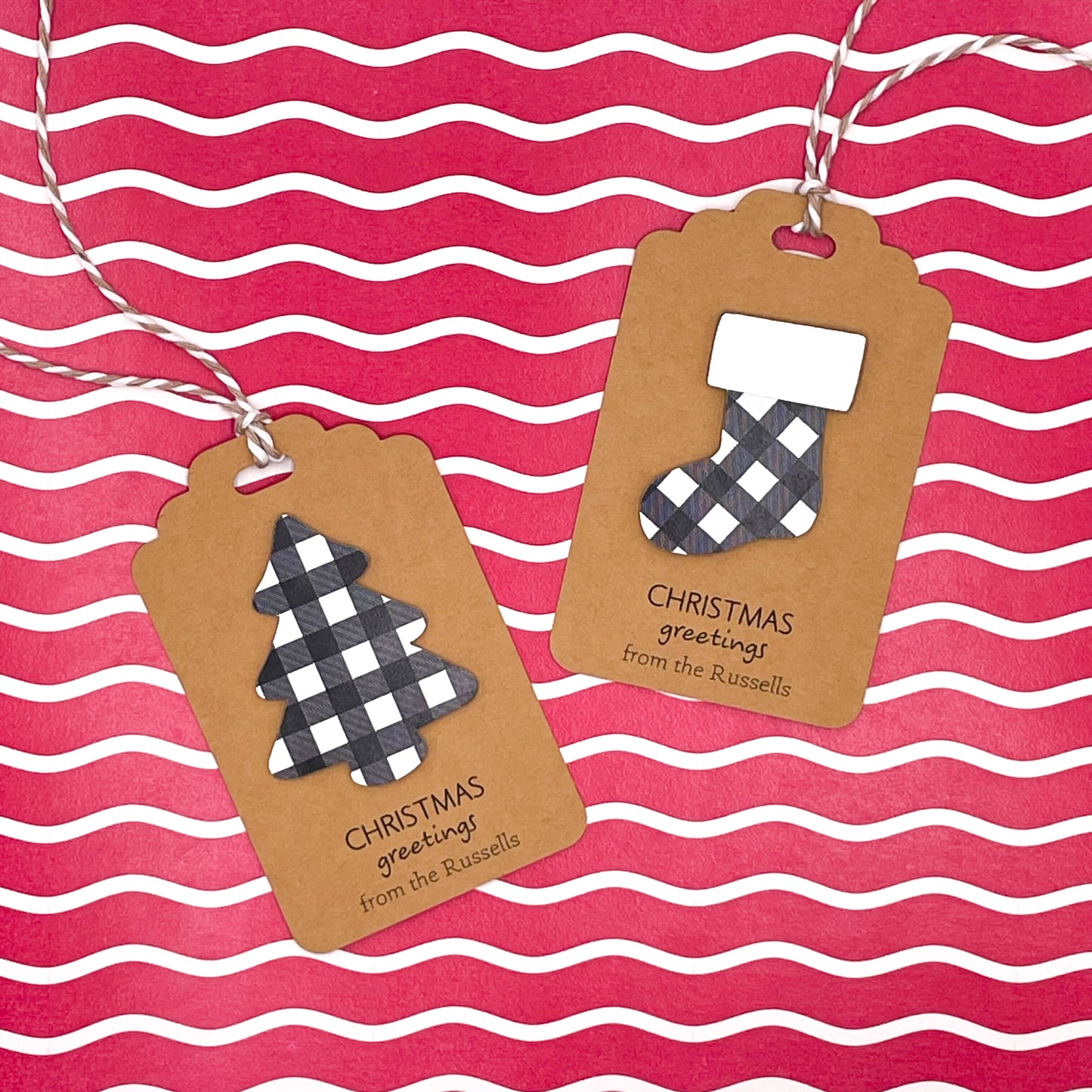 Plaid 3D Christmas Gift Tags (Set of 15 Holiday Tags)