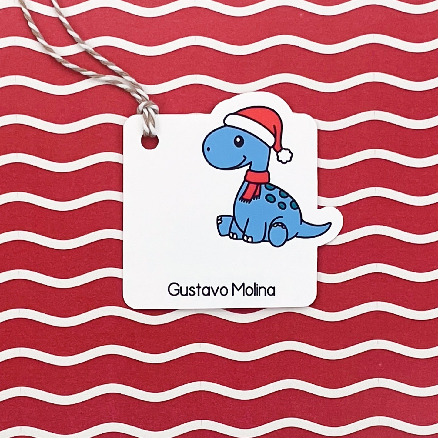 Dinosaurs and Christmas Gift Tags (Set of 12 Holiday Dino Tags)