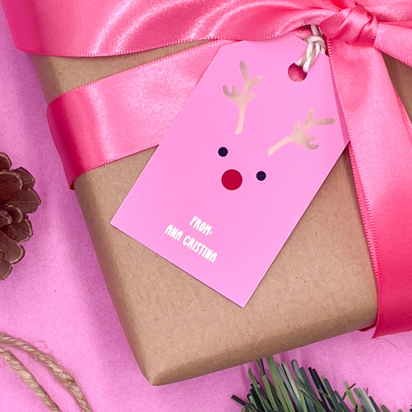 Pink Christmas Gift Tags (Set of 16 Festive Holiday Tags)