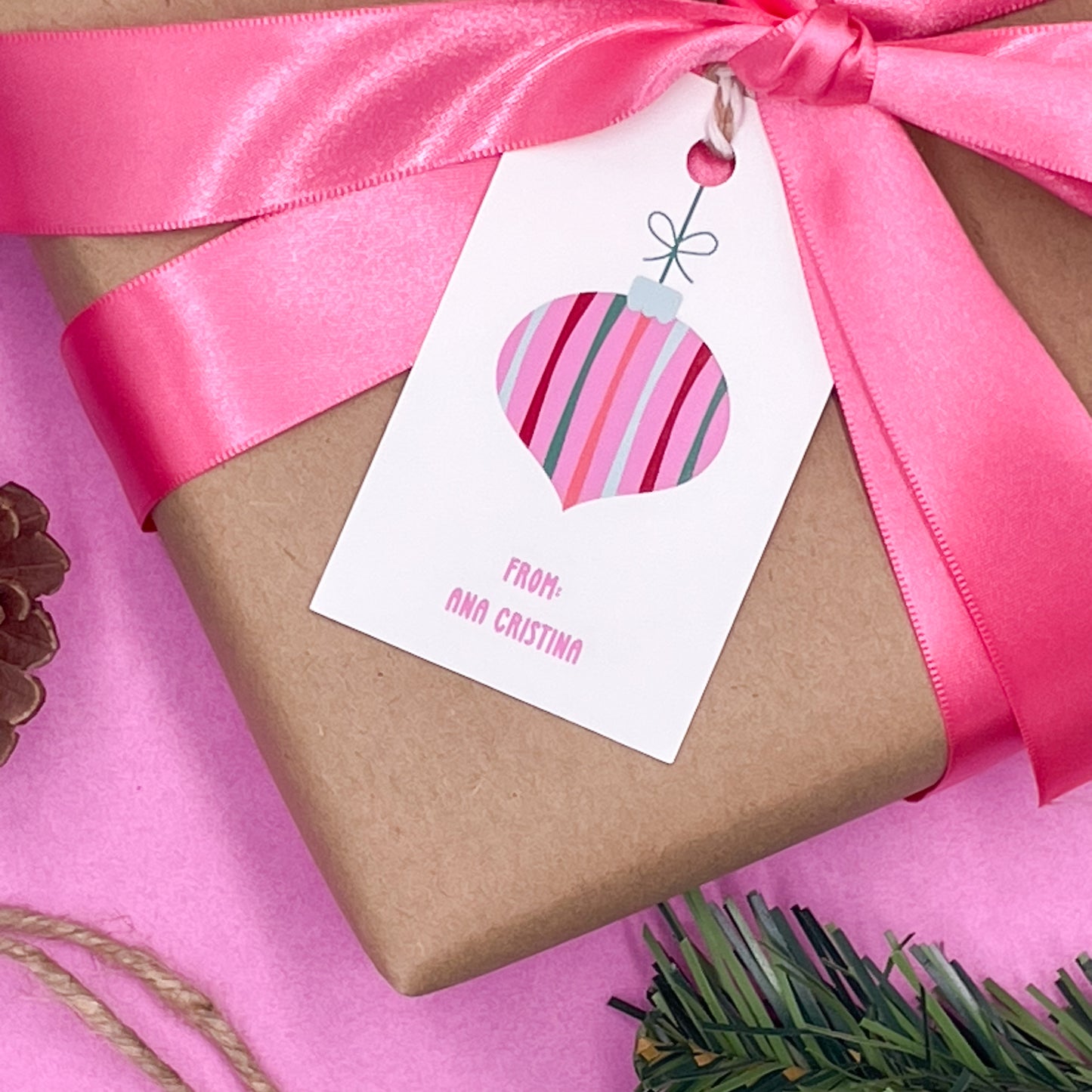 Pink Christmas Gift Tags (Set of 16 Festive Holiday Tags)