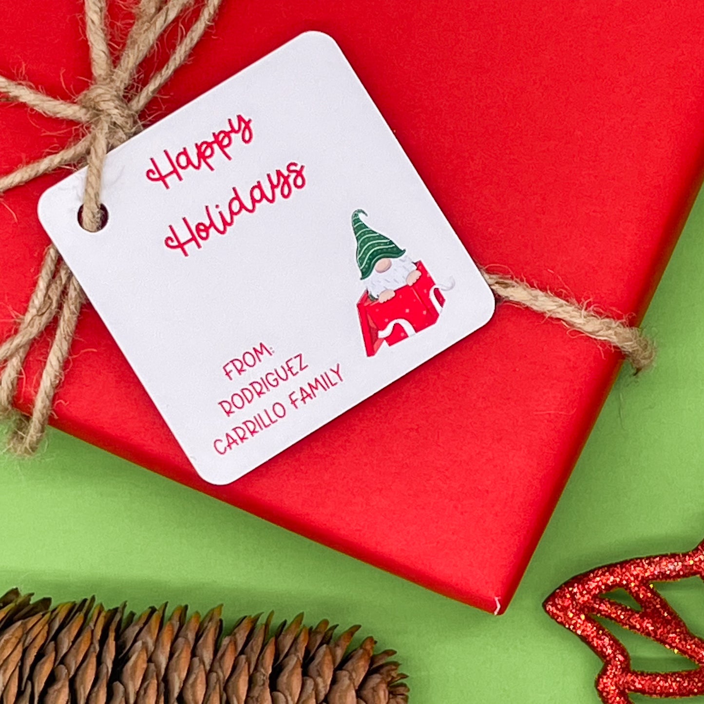 Happy Holidays Gnome Gift Tags (Set of 12 Christmas Gnome Tags)