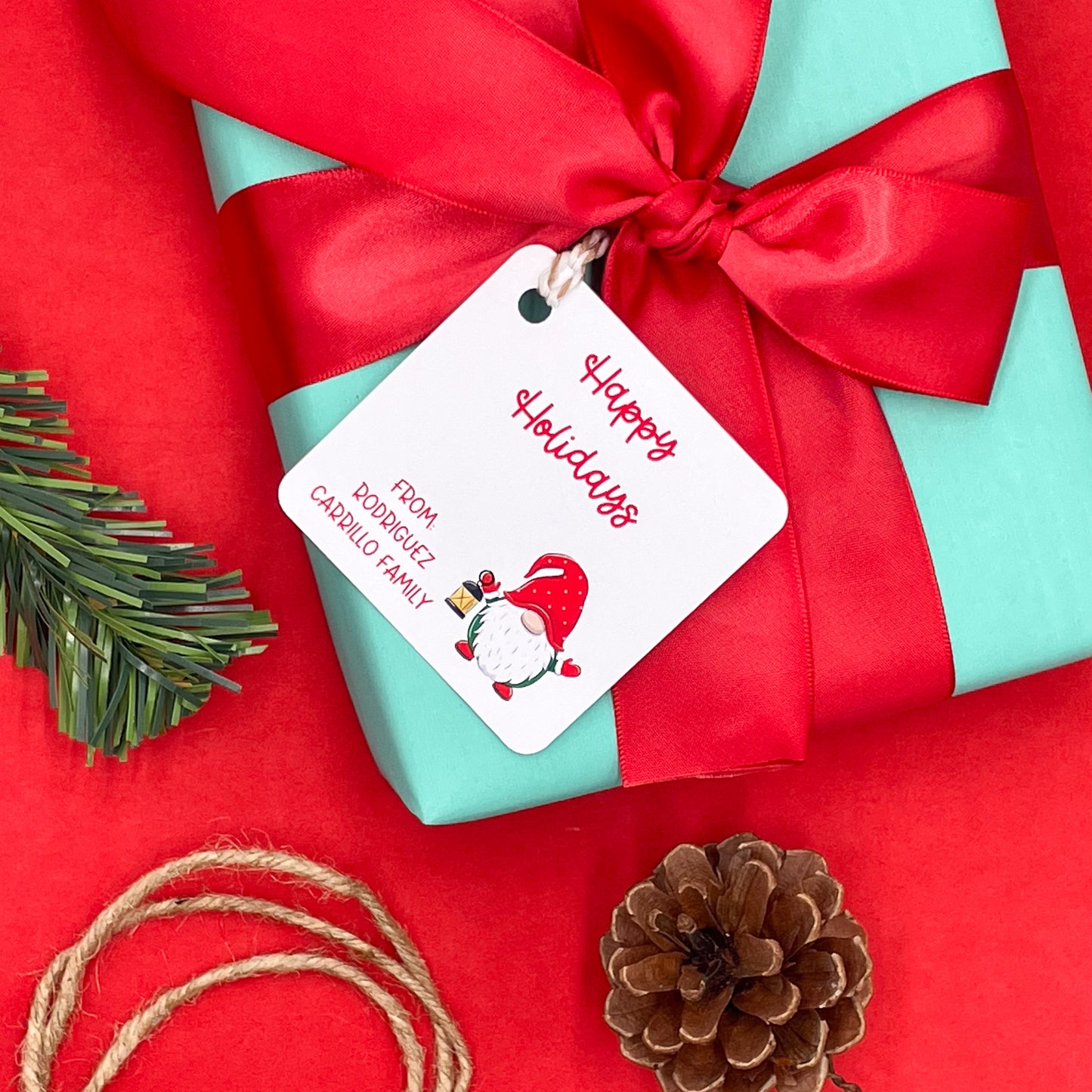 Happy Holidays Gnome Gift Tags (Set of 12 Christmas Gnome Tags)