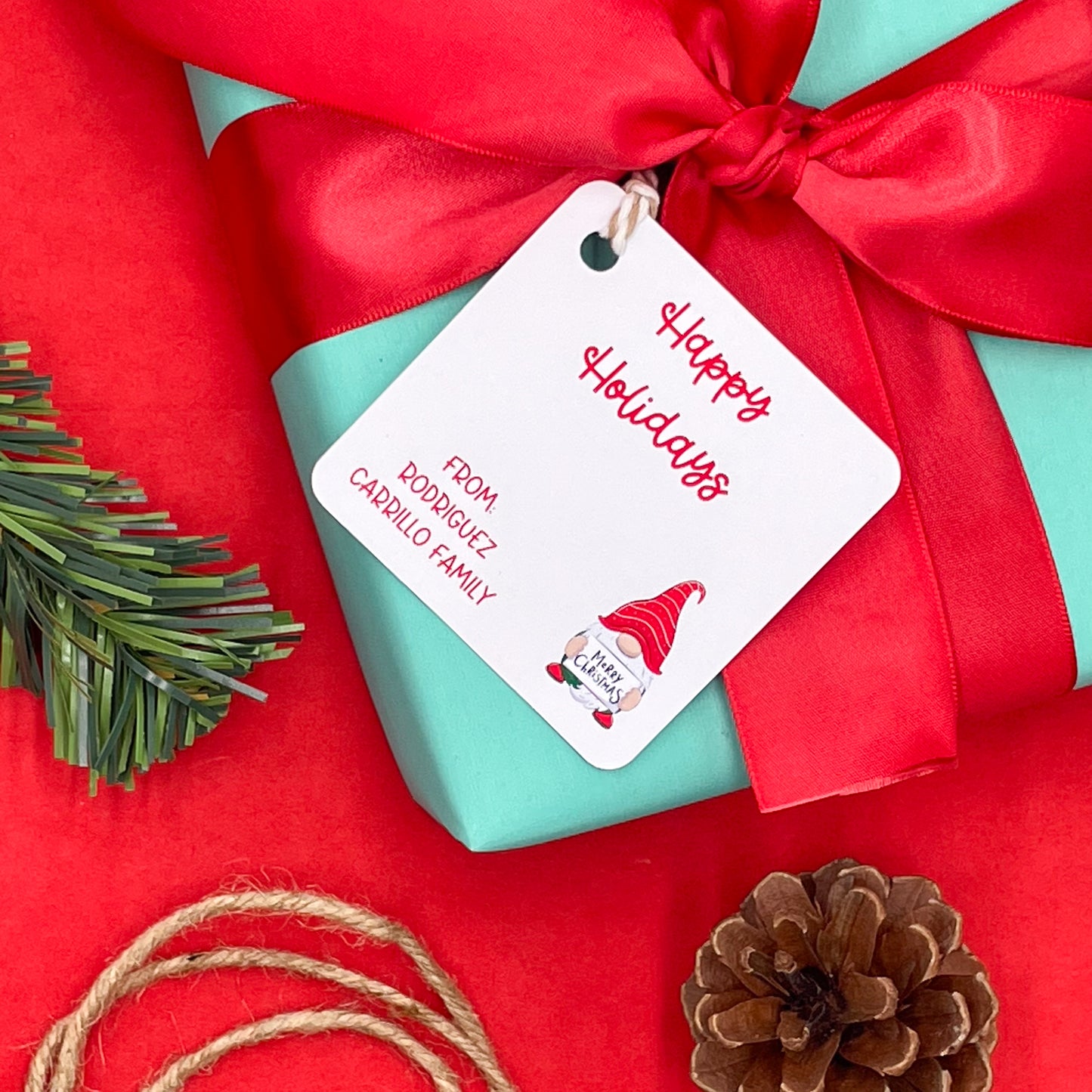Happy Holidays Gnome Gift Tags (Set of 12 Christmas Gnome Tags)