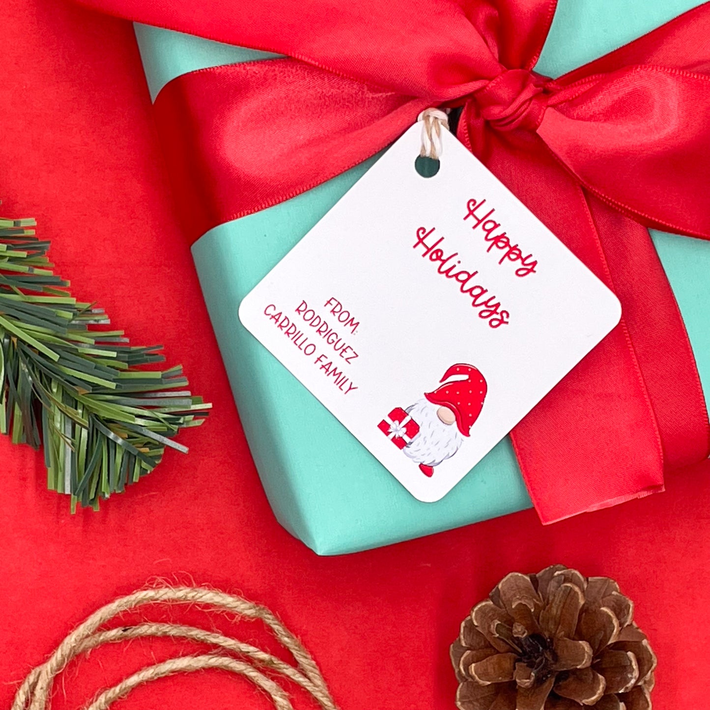 Happy Holidays Gnome Gift Tags (Set of 12 Christmas Gnome Tags)