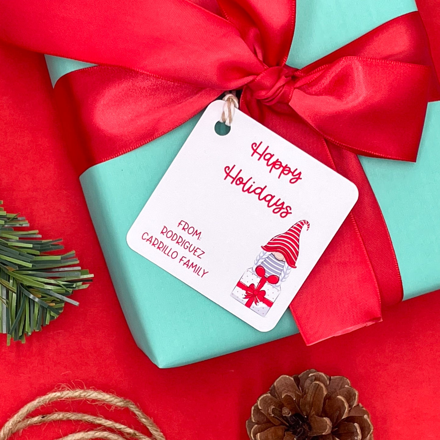 Happy Holidays Gnome Gift Tags (Set of 12 Christmas Gnome Tags)