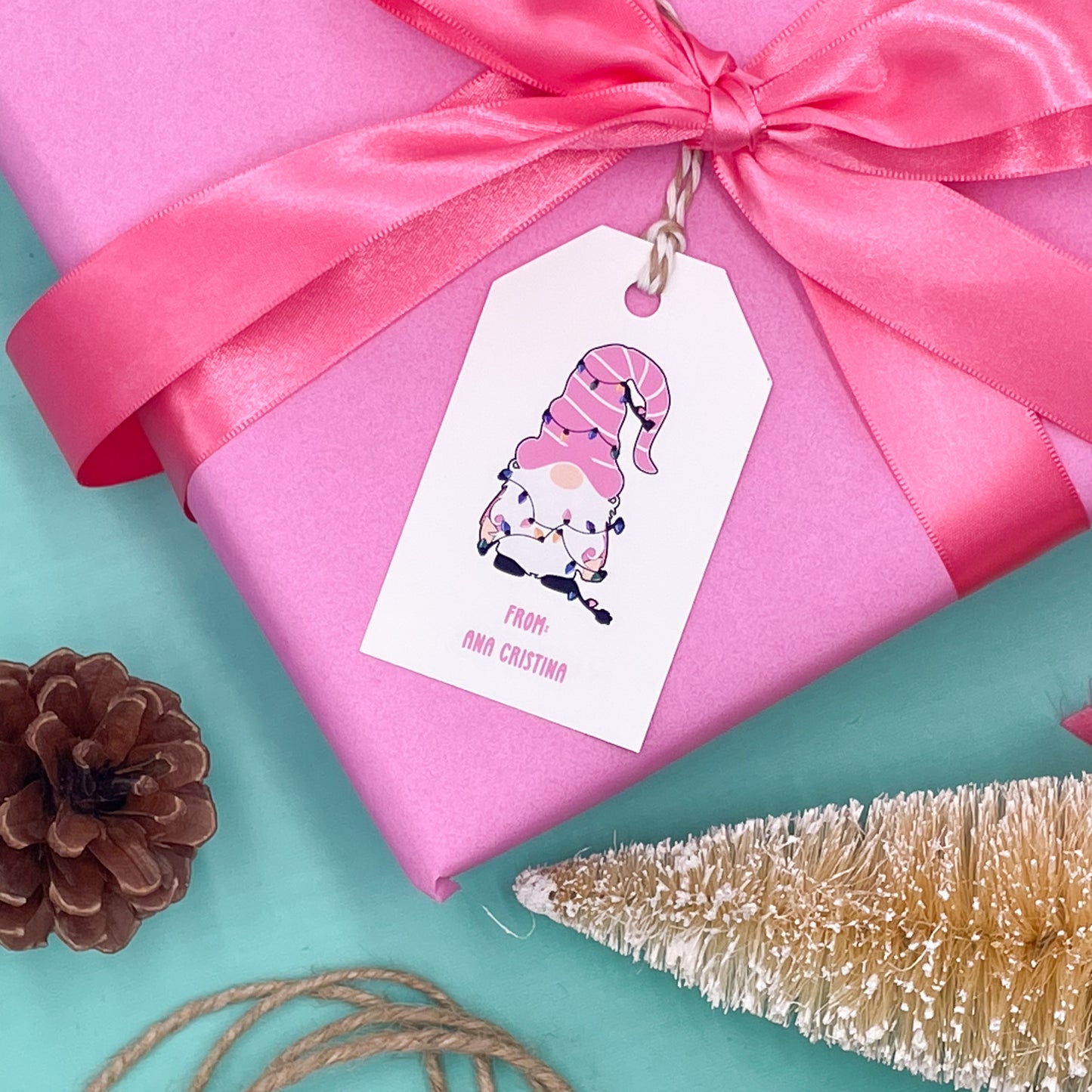 Pink Christmas Gift Tags (Set of 16 Festive Holiday Tags)