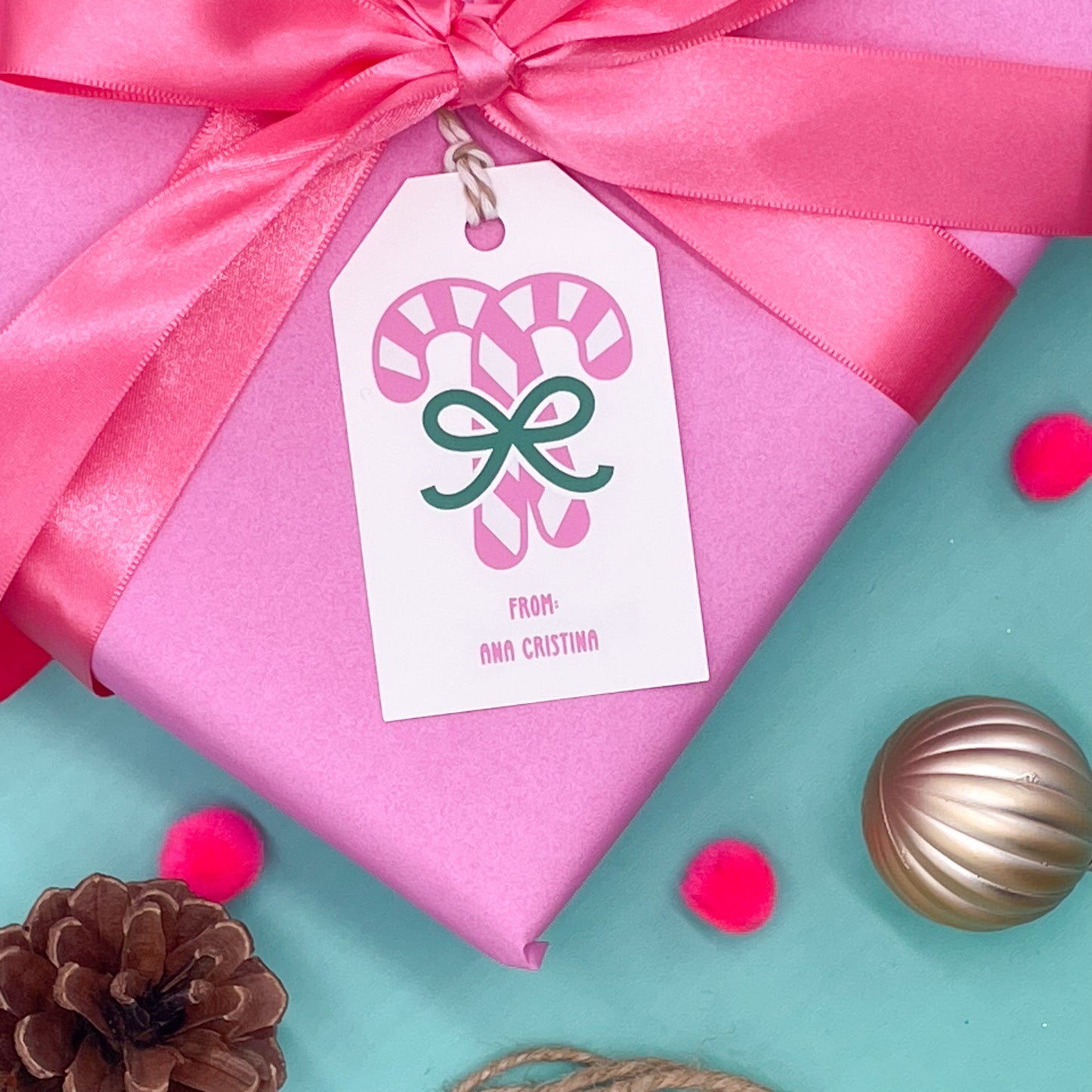 Pink Christmas Gift Tags (Set of 16 Festive Holiday Tags)