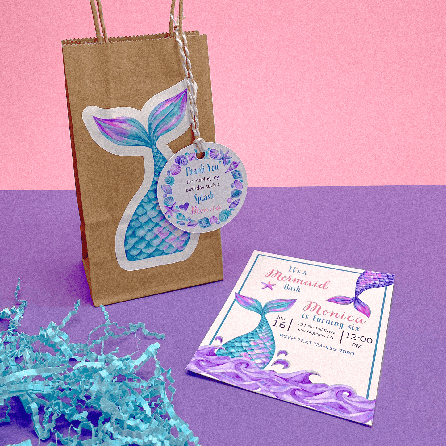Mermaid Magic Birthday Party Bundle (Set of 12 Ocean-Themed Tags)