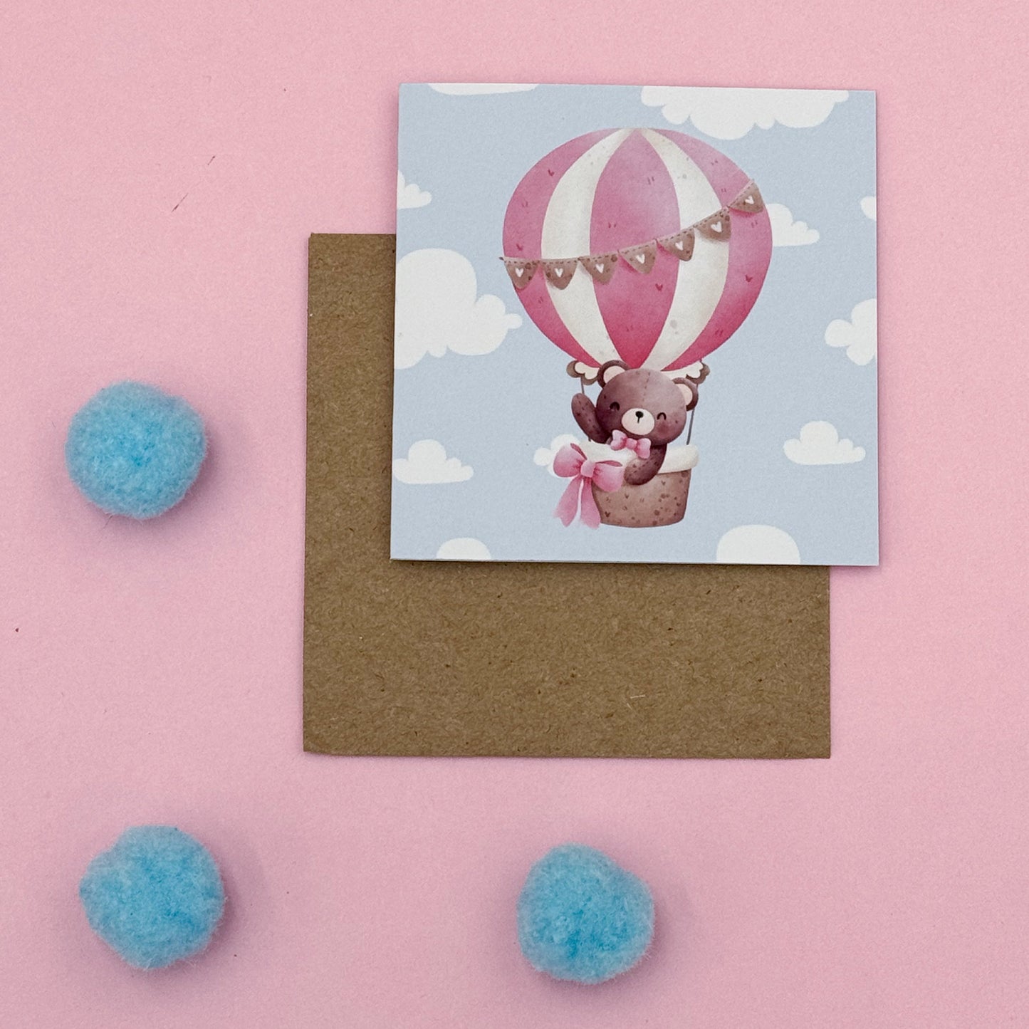 Whimsical Pink Hot Air Balloon Cards (Set of 3 Balloon Cards)