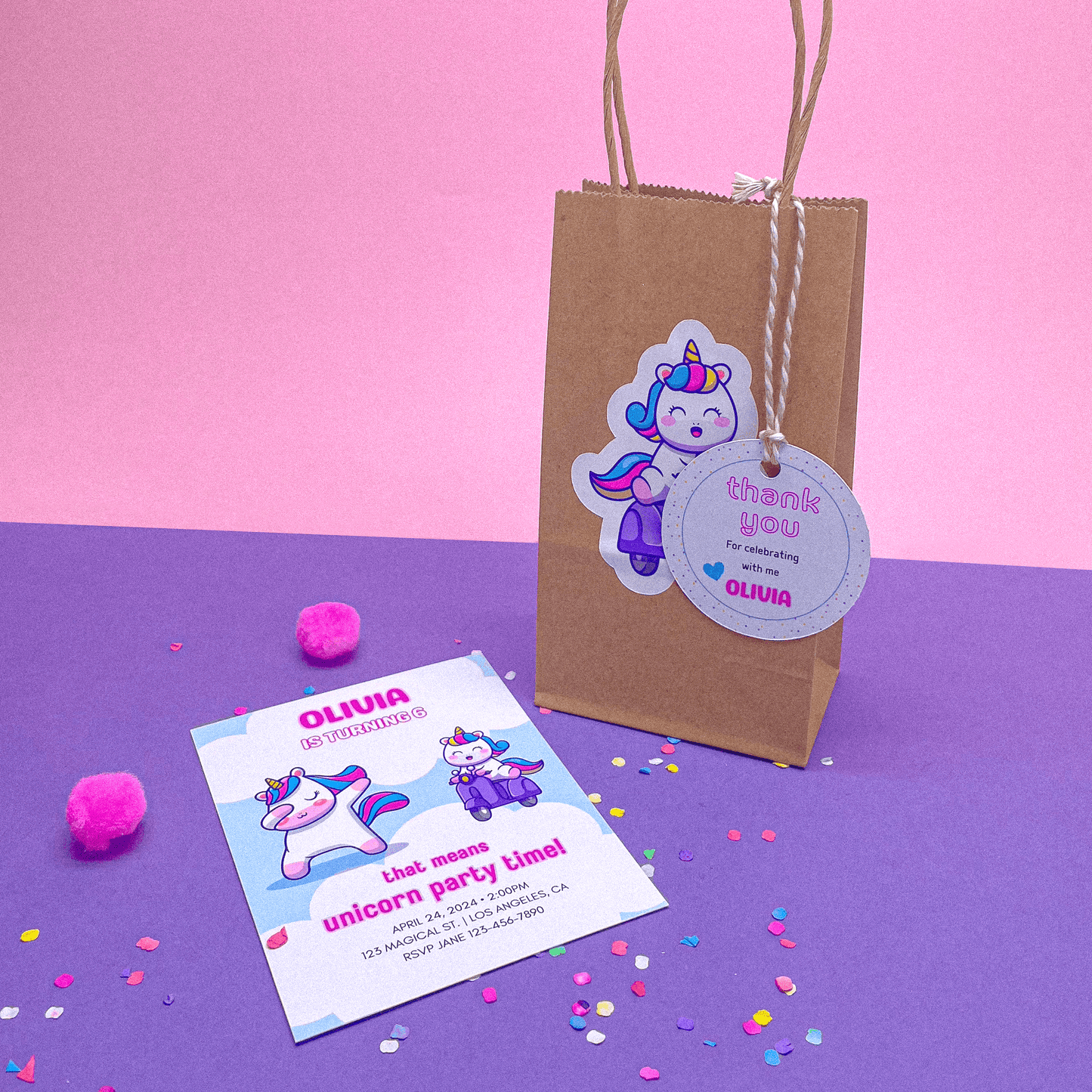 Sassy Sparkle Unicorn Birthday Party Bundle (Set of 12 Unicorn Tags)