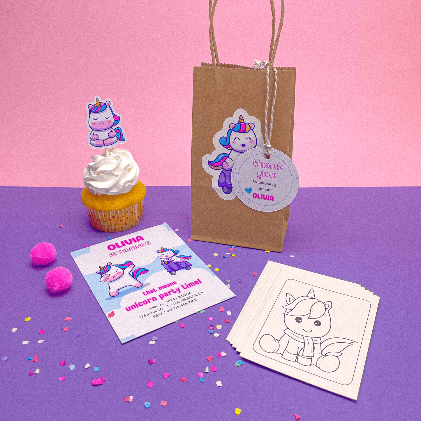 Sassy Unicorn Coloring Page (Set of 12)