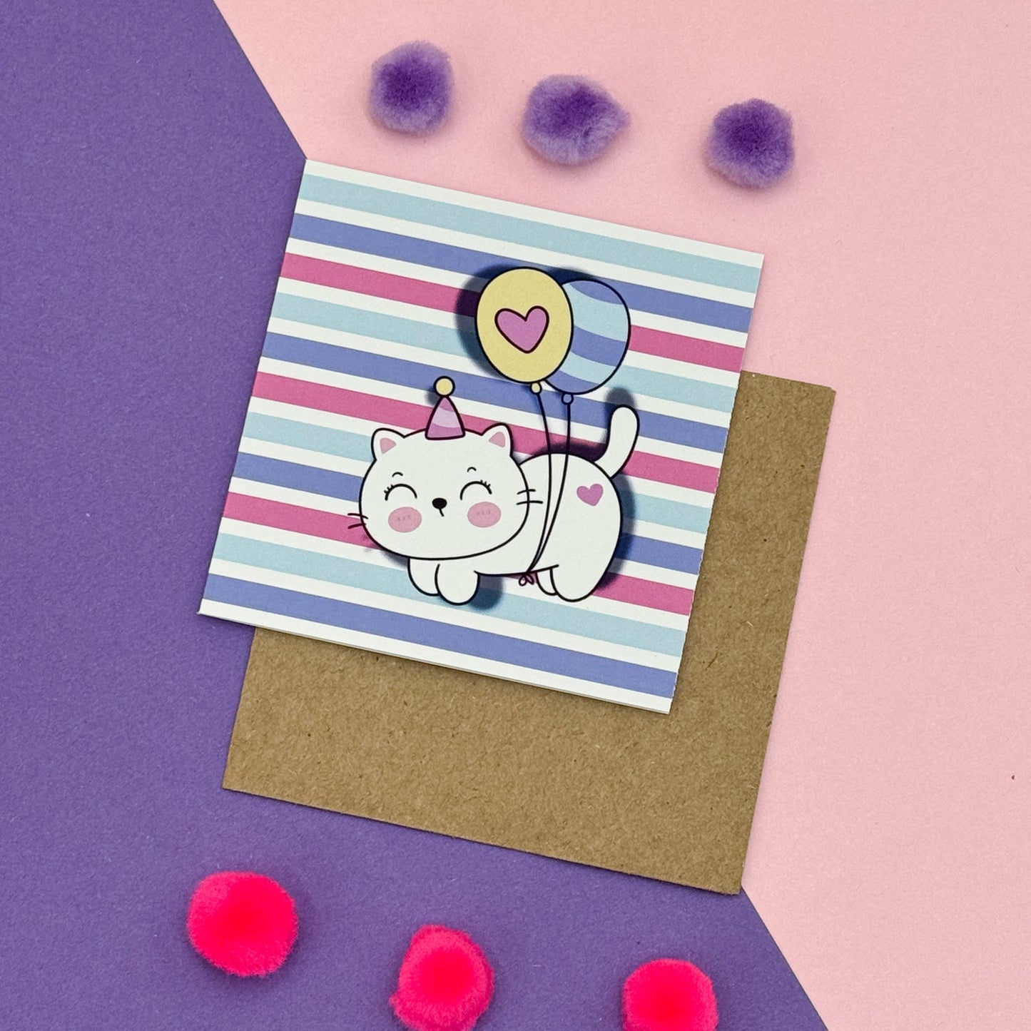 Whiskers & Wishes Party Cards (Set of 3 Cute Cards)