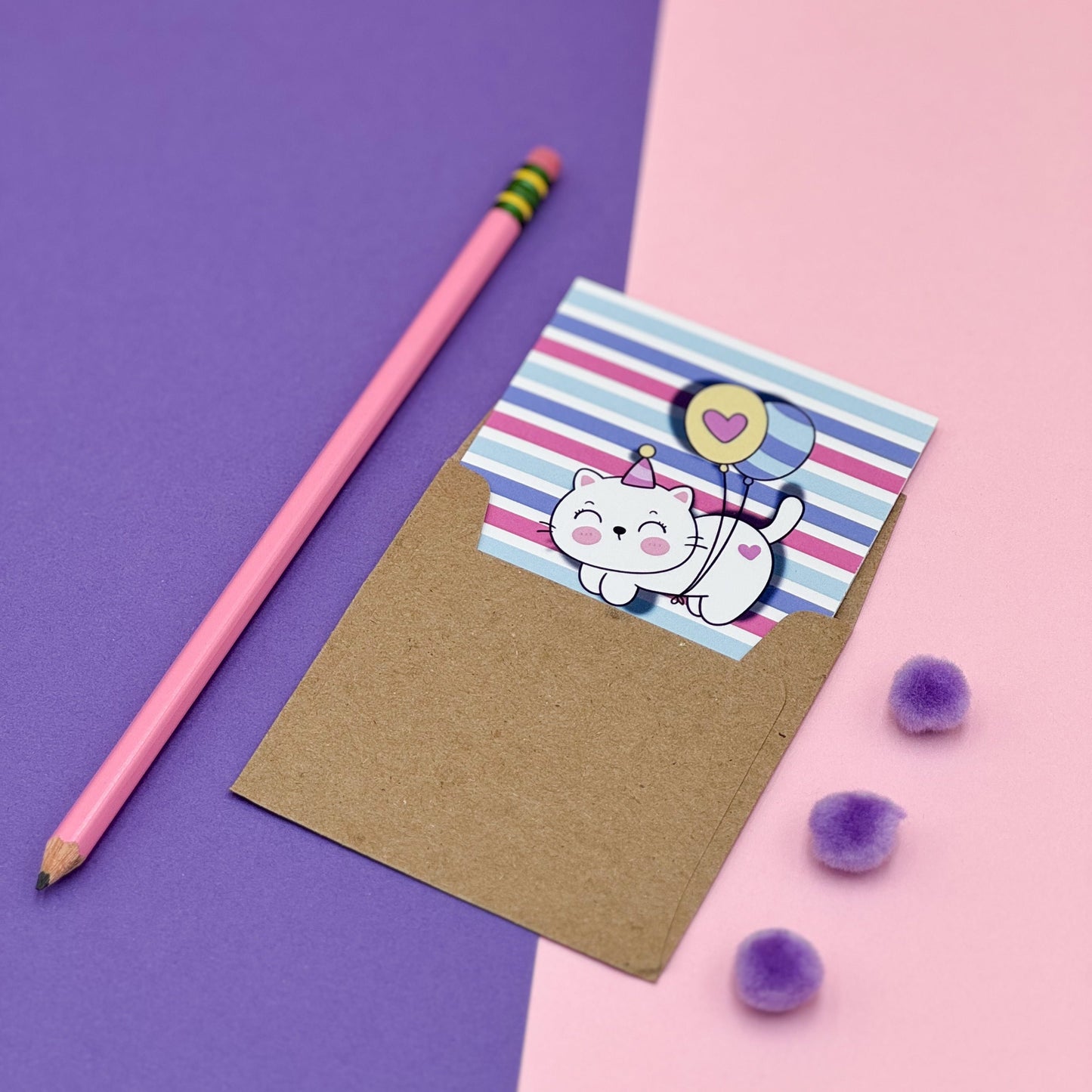 Whiskers & Wishes Party Cards (Set of 3 Cute Cards)