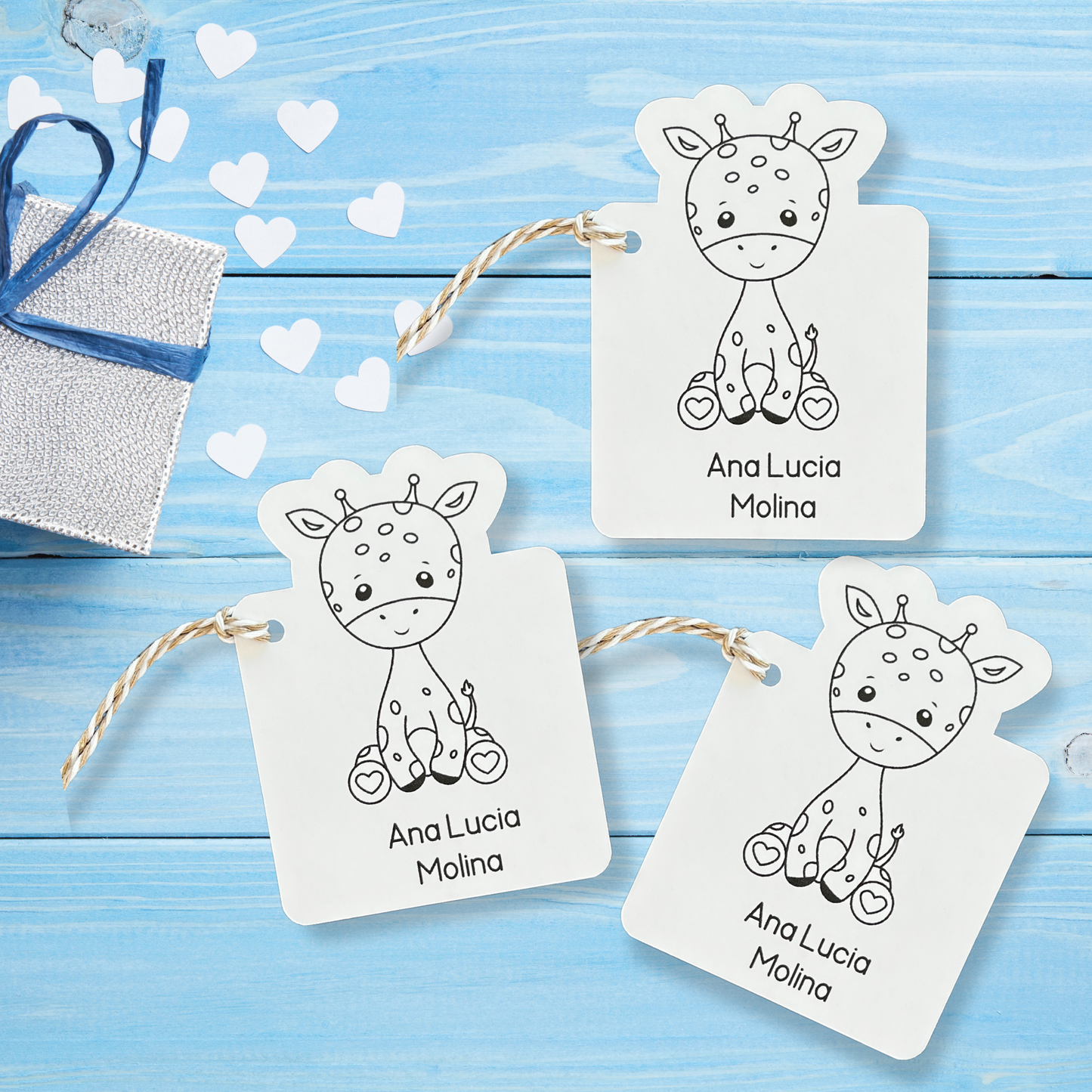 Baby Giraffe Safari Gift Tags (Set of 12 Custom Shower Tags)