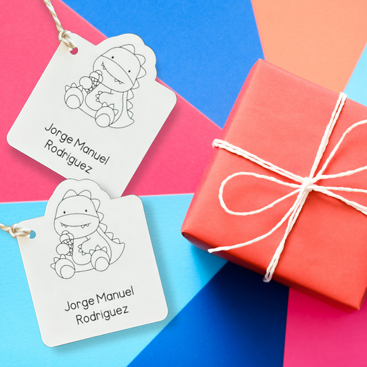 Dino Scoop Adventure Gift Tags (Set of 12 Custom Dino Tags)