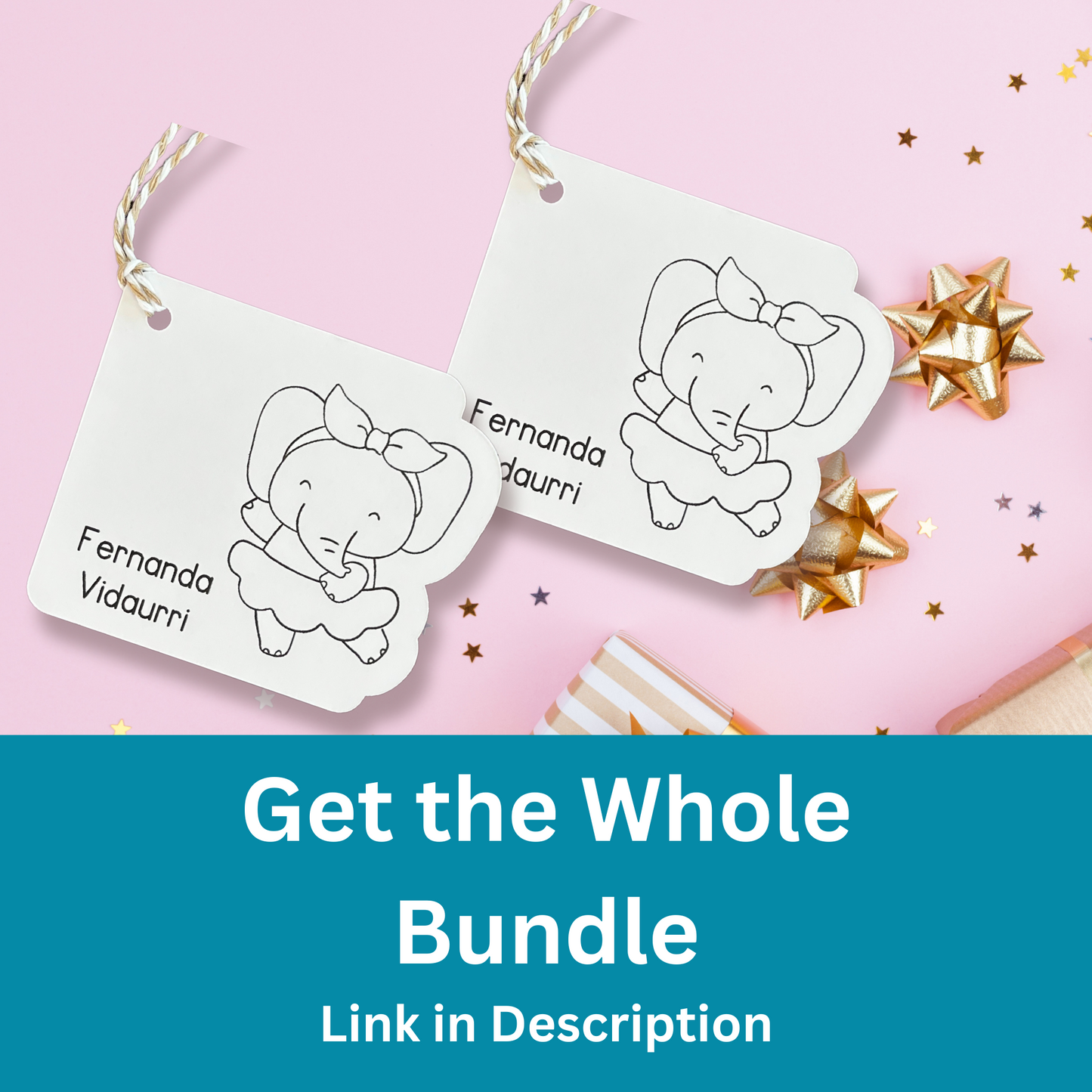 Ballet Elephant Gift Tags (Set of 12 Dance-Themed Tags)