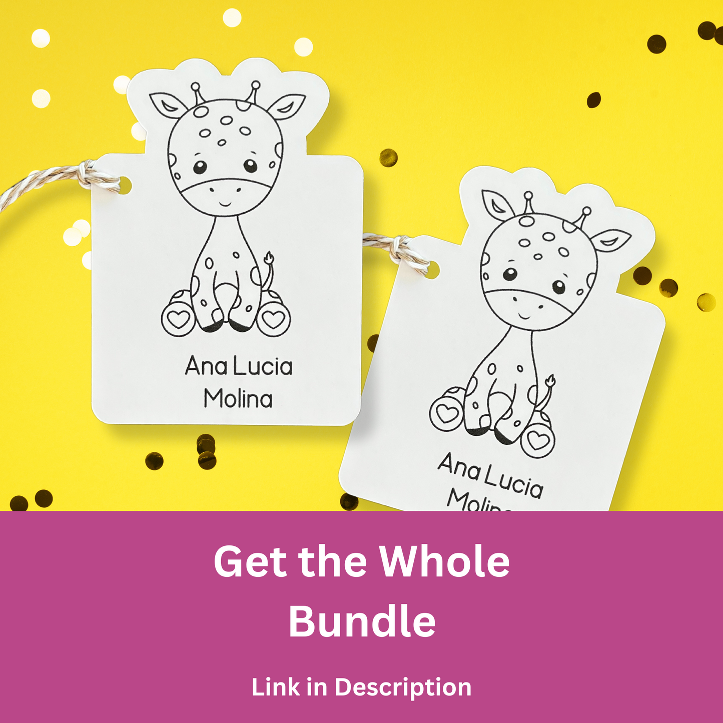 Baby Giraffe Safari Gift Tags (Set of 12 Custom Shower Tags)