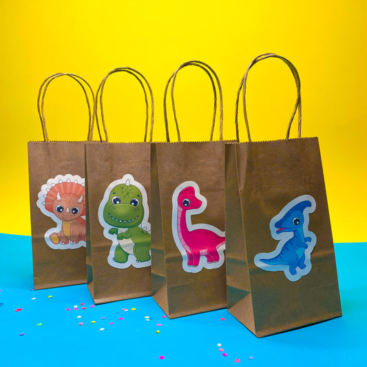 Dinosaur Favor Bags (Set of 12 Dino-Themed Bags)