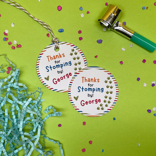 Dino-mite Appreciation: Personalized Thank You Tags for Your Jurassic Crew! (Set of 12)