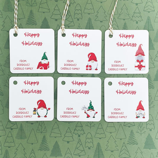 Happy Holidays Gnome Gift Tags (Set of 12 Christmas Gnome Tags)