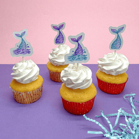 Mermaid Splash Cupcake Toppers (Set of 12 Ocean-Themed Toppers)