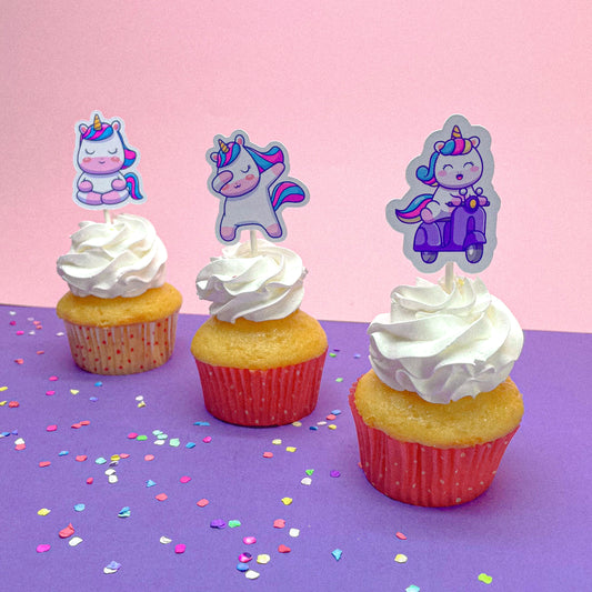 Glamorous Sassy Unicorn Cupcake Toppers (Set of 12 Party Toppers)